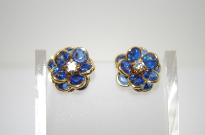 +MBA #6-1375  "Vintage Blue Acrylic Stone Pierced Earrings