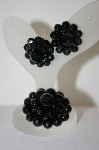 +MBA #6-1096   3 Piece Set Of Black Stone Vintage Jewelry