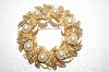 +MBA #6-1168   Avon Gold Tone Faux Pearl Leaf Pin