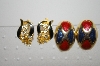 +MBA #6-1383  2 Pairs Of Vintage Gold Tone Enameled Clip On Earrings