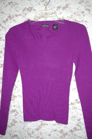 +MBA5 #1963  "Moda Purple V-Neck Pullover Ribbed Knit Sweater
