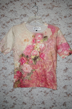 +MBA5 #1943  "Parisline Floral Short Sleve Knit Sweater