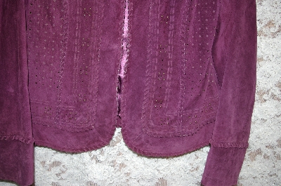 +MBA#5-1872   "Pamela McCoy Perforation Whipstitch Detail Suede Bolero Jacket
