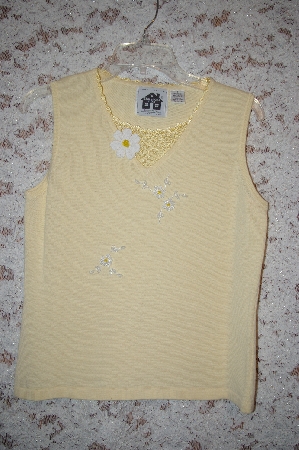 +MBA #5-1842   "StoryBook Knits Limited Edition Light Yellow Floral & Bead Embelished Tank