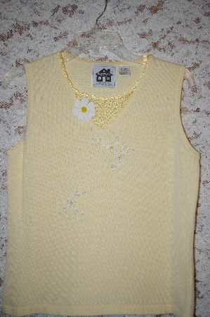 +MBA #5-1842   "StoryBook Knits Limited Edition Light Yellow Floral & Bead Embelished Tank
