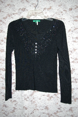 +MBA5 #1939  "Designer "EveryDay" Black Knit Embelished Long Sleve Sweater
