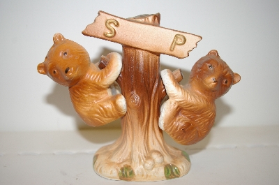 +MBA #33-063  "Vintage Brown Bears On A Tree Salt & Pepper Shakers