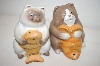 +MBA #33-113  "Ceramic Cats With Fish Salt & Pepper Shakers