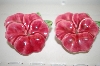 +MBA #33-128  "Pink Ceramic Flower Salt & Pepper Shakers