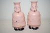 +MBA #33-118  "Vintage Pink Plastic Chef Salt & Pepper Shakers