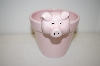 1998 Small Ceramic Pink Pig Flower Pot