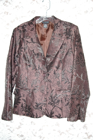 +MBA #33-218  "Dark Brown Dialouge Tonal Floral Jacquard Jacket