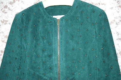+MBA #33-212  "Forest Green Louis Dell'Olio Studded Zip Front Suede Jacket