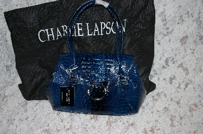 +MBA #34-129  "Denim Blue Charlie Lapson "Simona" Hand Bag