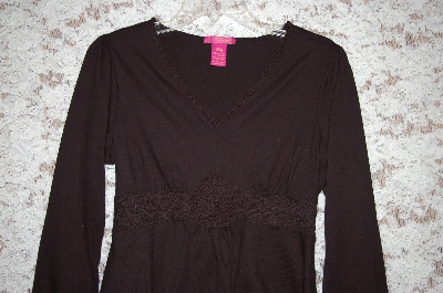 +MBA #34-009  "Black Tchlia Cotton Long Sleve Top With Black Crochet Trim