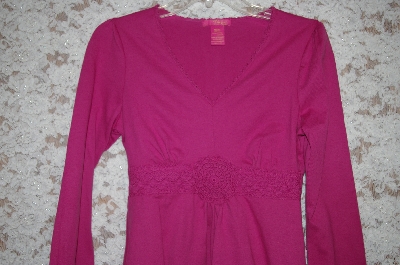 +MBA #34-004  Mauve Thclia  Cotton Long Sleve Top With Crochet Trim 
