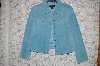 +MBA #34-077   "Light Blue Bernardo "Jean Jacket Look" Washable Suede Jacket