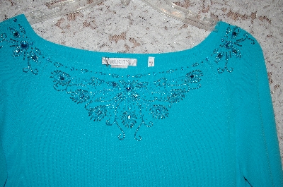 +Turquoise Felicity Square Neck Bead Embelished Sweater