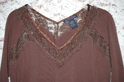 +MBA #34-054  "Brown Boston Proper Stretch Top With Lace Trim