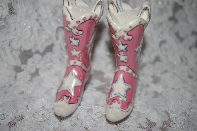 +MBA #34-196  "2002  Pink Large "Super Star" Cowboy Boot Salt & Pepper Shakers