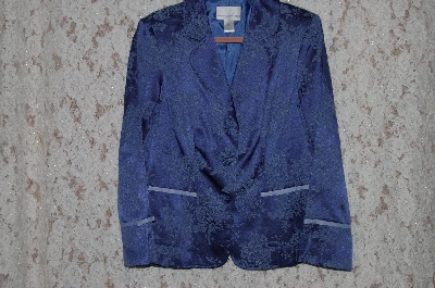 +MBA #35-053  "Blue Susan Graver Floral Jacquard Jacket With Ribbion Trim