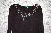 +MBA #35-060  "Black "Everyday" Floral & Bead Embroidered  Sweater