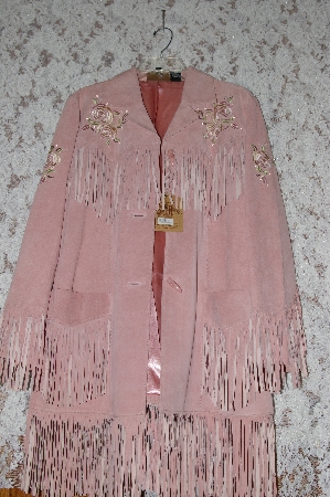 +MBA #35-  "Rose Pink Saddle Ridge Authentic Embroidered  Rose Fringe Jacket