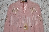 +MBA #35-  "Rose Pink Saddle Ridge Authentic Embroidered  Rose Fringe Jacket