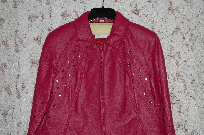 +MBA #36-069   "Red Pamela McCoy Grommet & Stud Embelished Leather Jacket