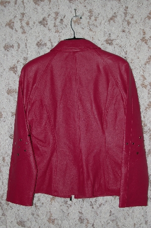 +MBA #36-069   "Red Pamela McCoy Grommet & Stud Embelished Leather Jacket