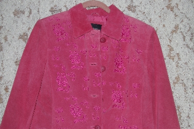 +MBA #36-035   "Frozen Rose Bernardo Floral Embroidered Suede Jacket
