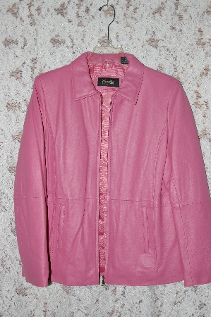 +MBA #36-019  "Pink Excelled Zipper Front Leather Jacket
