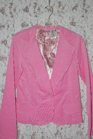 +MBA #35-045   "Pink No Boundries Fancy Lined Corduroy 1 Button Blazer