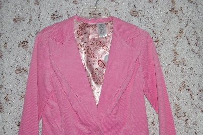 +MBA #35-045   "Pink No Boundries Fancy Lined Corduroy 1 Button Blazer
