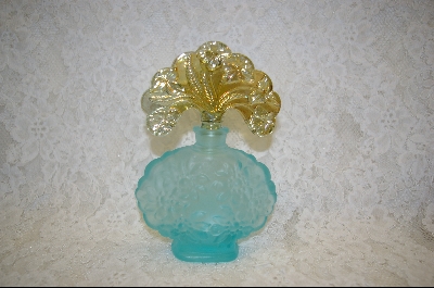 +MBA  "Fenton Aqua Blue & Amber Opalescent Perfume Bottle