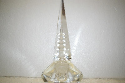 +MBA   "Large Clear Crystal Perfume Bottle W/ Hand Carved Stopper