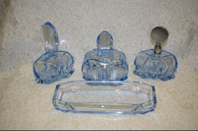 +MBA  "Beautiful 4 Piece Pale Blue 1930's Czech Perfume Bottle Set
