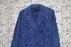 +MBA #49-047   "Bernardo "Danube Blue" Floral Embroidered Suede Jacket