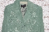 +MBA #49-041  "Bernardo "Eucalyptus Green" Floral Embroidered Suede Jacket