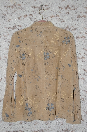 +MBA #49-083   "I.T.W. Sand Colored Hand Painted Suede Shirt Jacket