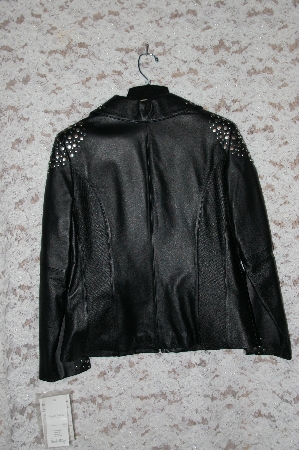 +MBA #49-072  "Pamela McCoy "Studs & Stitched Panels Leather Jacket"