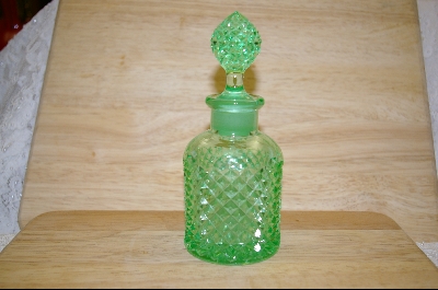 +MBA  "Beautiful Patterned Green Glass Perfume Bottle #4873