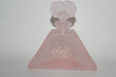 +MBA #55-215  Vintage Pink Frosted Glass Rose Perfume Bottle