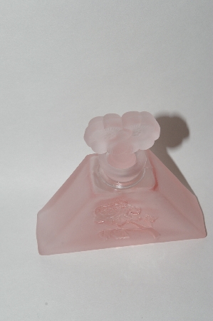 +MBA #55-215  Vintage Pink Frosted Glass Rose Perfume Bottle