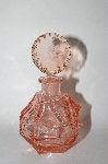 +MBA #55-236  Vintage Pink Glass Perfume Bottle With Etched Glass Stopper