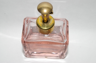 +MBA #55-053  Vintage Made In Austria Square Pink Glass "Spray" Perfume Bottle