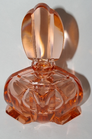 +MBA #55-147  Vintage Made In Austria Large Pink Glass Perfume Bottle With Glass Stopper