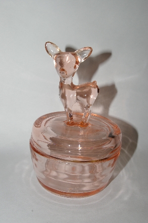 +MBA #55-196 Vintage Soft Pink Deer On Top Vanity/Powder Dish