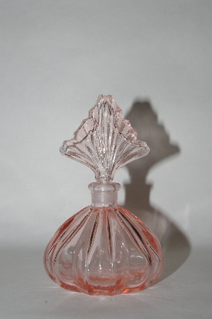 +MBA #55-098  Vintage Fancy Cut Pink Glass Perfume Bottle