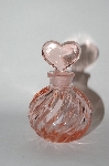 +MBA #55-132  Vintage Pink Glass Perfume Bottle With Heart Shaped Glass Stopper 